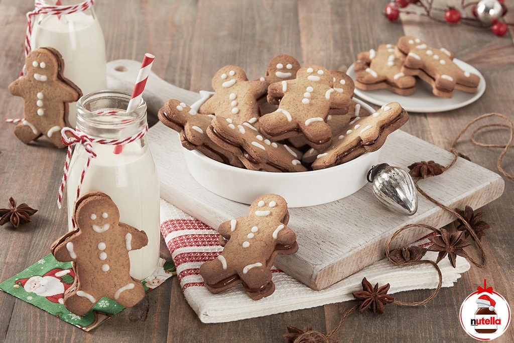 Thumbprint cookies with Nutella center, styled holiday photography.