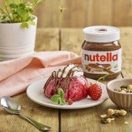 Summer pudding with mixed berries and Nutella cream.