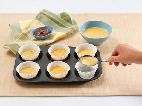 Step three: baking muffins and checking Nutella filling remains molten inside.