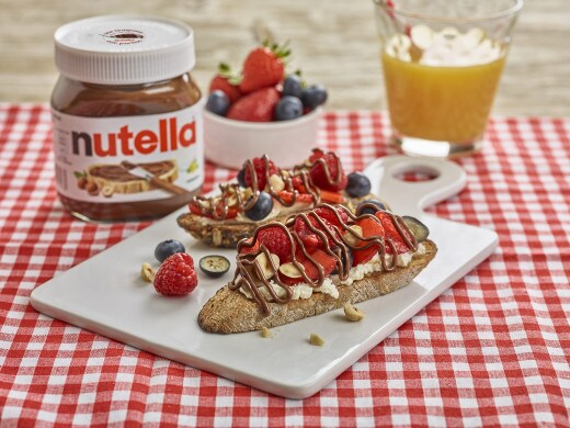 Nutella breakfast bruschetta with summer berries
