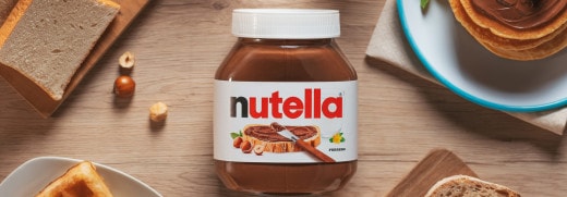 Collage of Nutella recipes from around the world, global serving ideas.