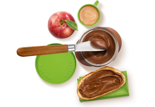 Collage mixing Nutella jars and snacks to showcase product range.