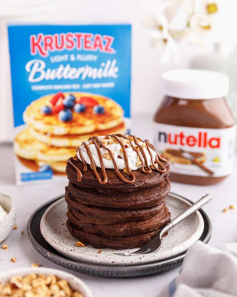 Rezept für Nutella pancake with white chocolate namelaka -  new