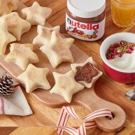 Star shaped English muffins with Nutella® hazelnut spread