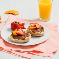 Strawberry Peach English Muffins with NUTELLA hazelnut spread