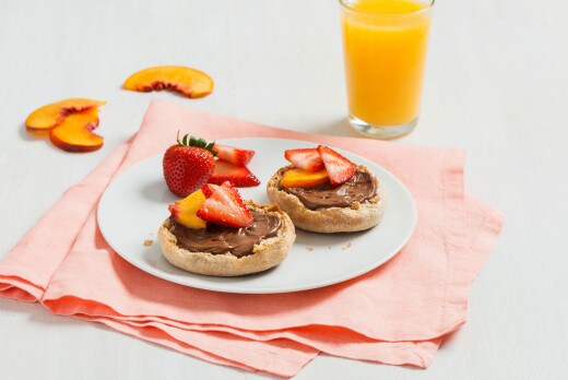 Strawberry Peach English Muffins with NUTELLA hazelnut spread