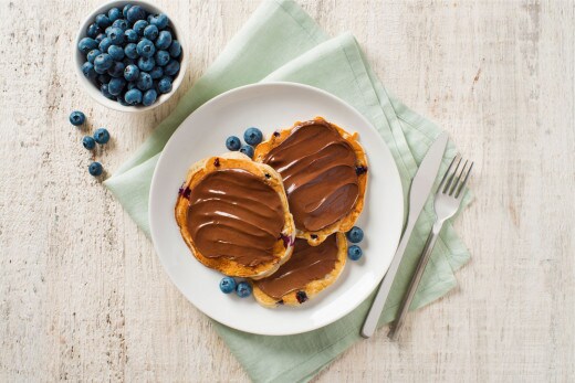 Blueberry buttermilk pancakes with NutellaÂ® hazelnut spread