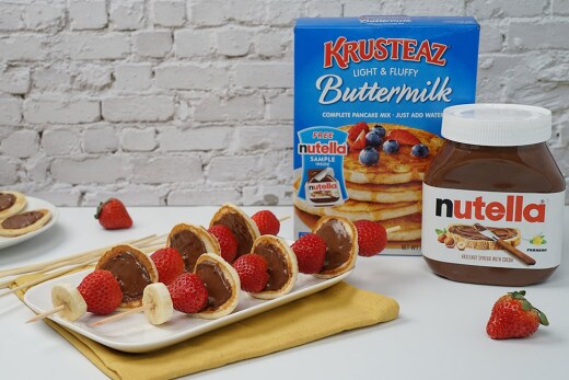 Pancake skewers with NutellaÂ® hazelnut spread