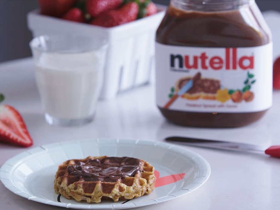 French toast waffles with Nutella hazelnut spread